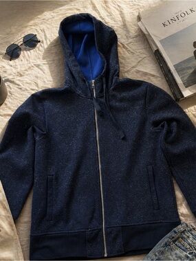 Club Monaco Navy Speckled Zip Hoodie Streetwear (Repaired inside Pockets)
